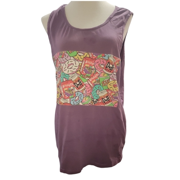 the simpsons duff beer krusty the clown Purple Graphic Tank Top xl doughnuts - Picture 1 of 5